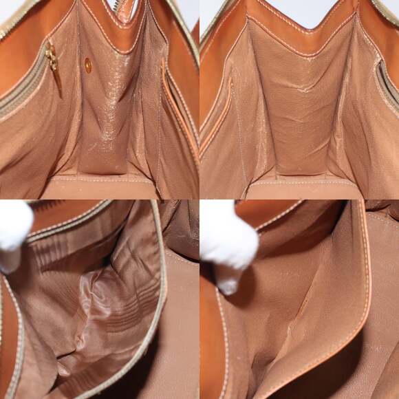 CELINE Macadam Canvas Hand Bag Pvc Leather Brown Gold - Picture 12 of 13